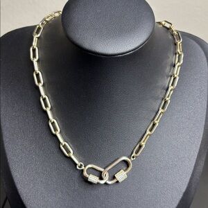 Sterling Forever Gold Tone Chain Link Rhinestone Necklace